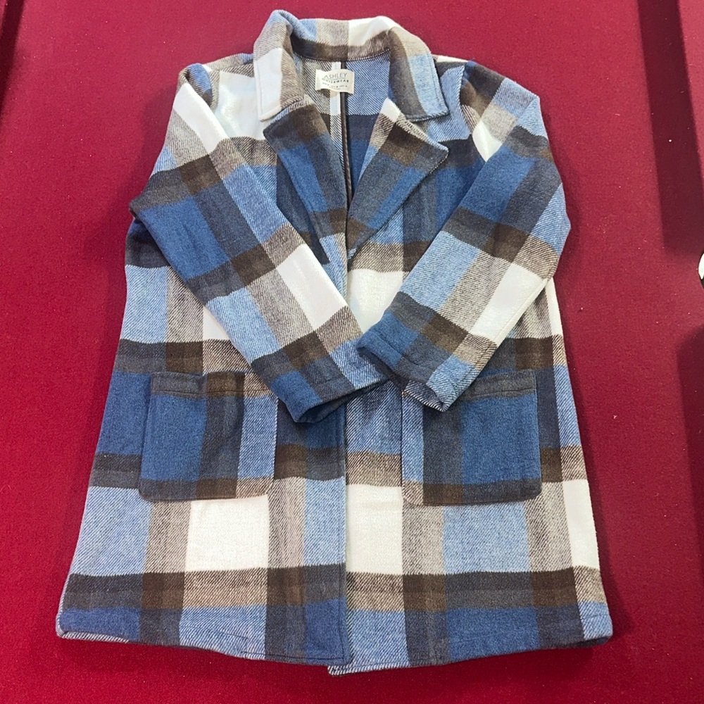 Ashley By 26 International Blue and Brown Checkered Coat